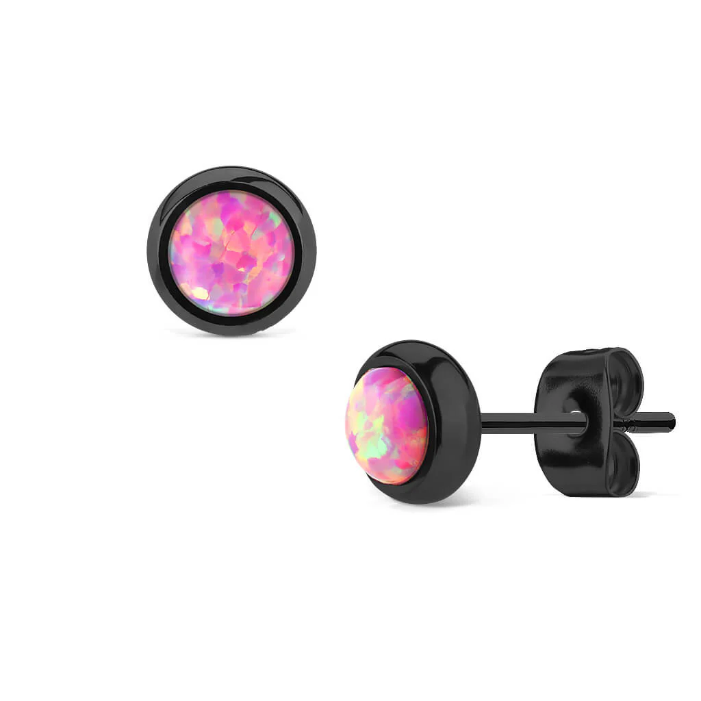 Ohrstecker Opal Rund Schwarz - Image 7
