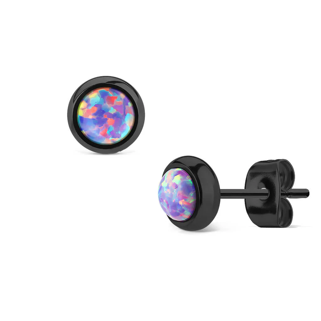 Ohrstecker Opal Rund Schwarz - Image 9