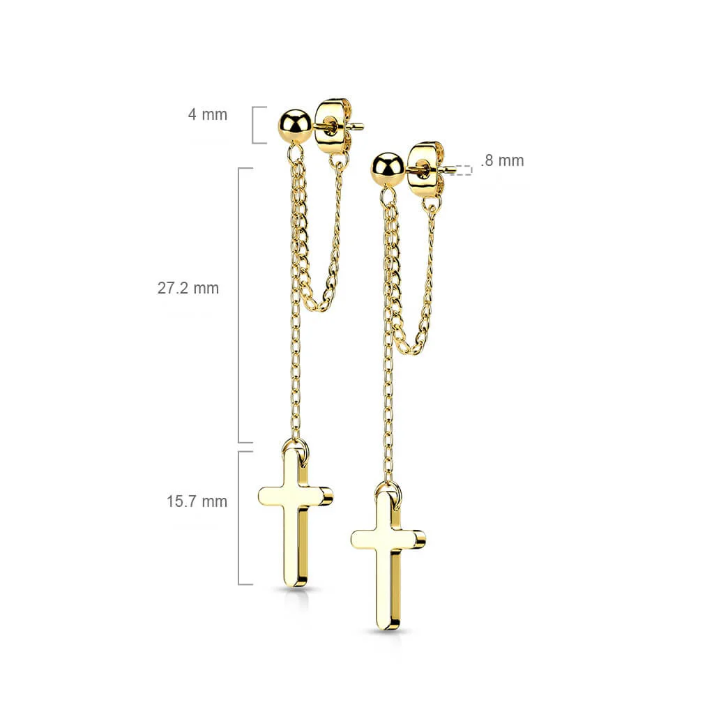 Ohrstecker Kreuz Kette beweglich - Image 2