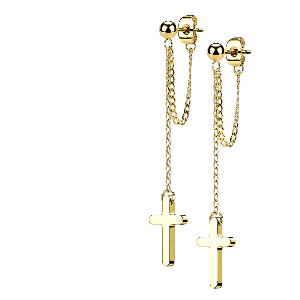 Ohrstecker Kreuz Kette beweglich - Image 4