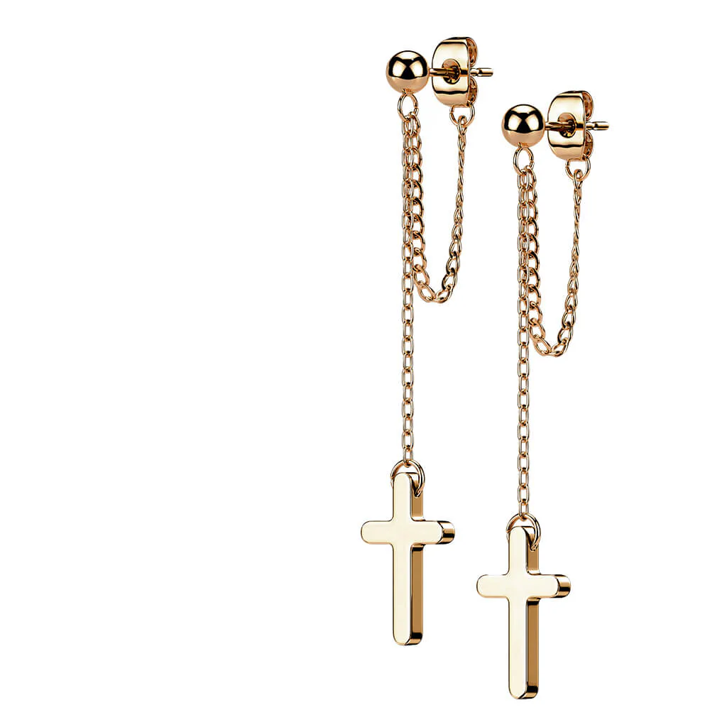Ohrstecker Kreuz Kette beweglich - Image 7