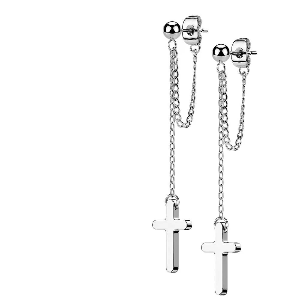 Ohrstecker Kreuz Kette beweglich - Image 8
