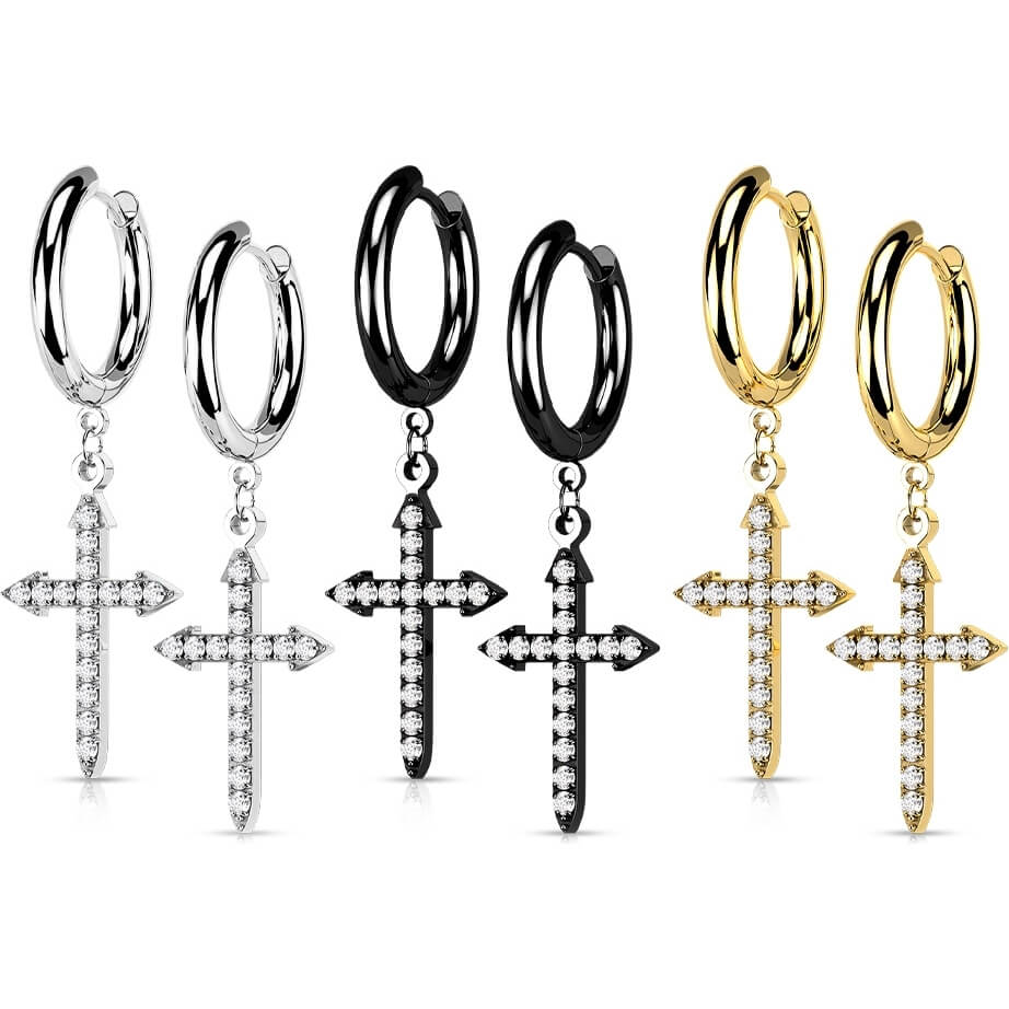 Ohrstecker Kreuz Zirkonia beweglich - Image 3