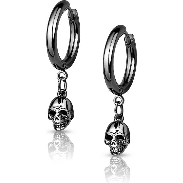 Ohrring Totenkopf Schwarz beweglich Clicker - Image 5