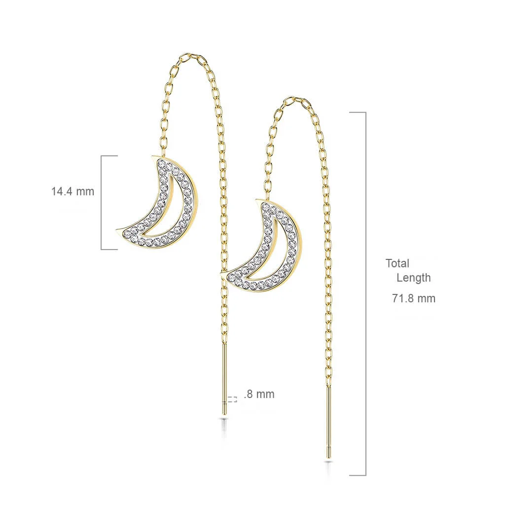 Ohrstecker Mond Kette beweglich Zirkonia - Image 2