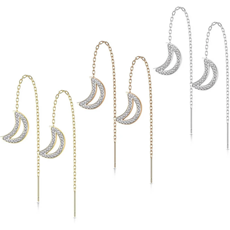 Ohrstecker Mond Kette beweglich Zirkonia - Image 3