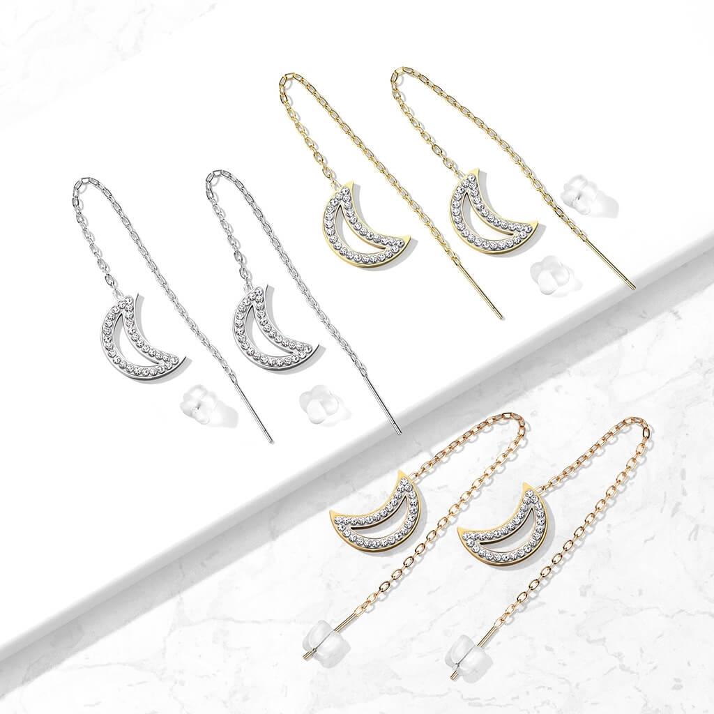 Ohrstecker Mond Kette beweglich Zirkonia - Image 5