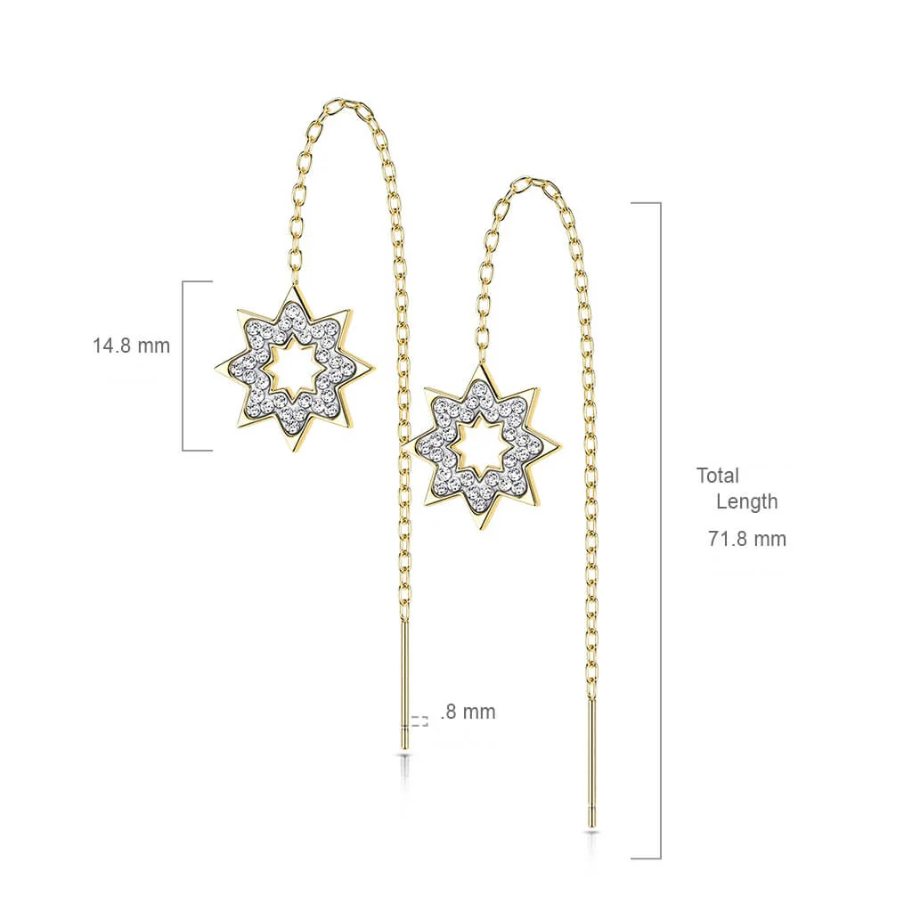 Ohrstecker Schneeflocke Kette beweglich Zirkonia - Image 2
