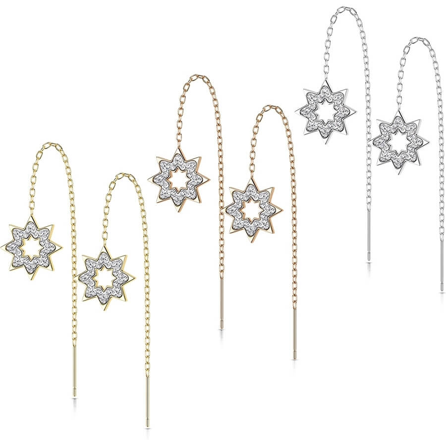 Ohrstecker Schneeflocke Kette beweglich Zirkonia - Image 3
