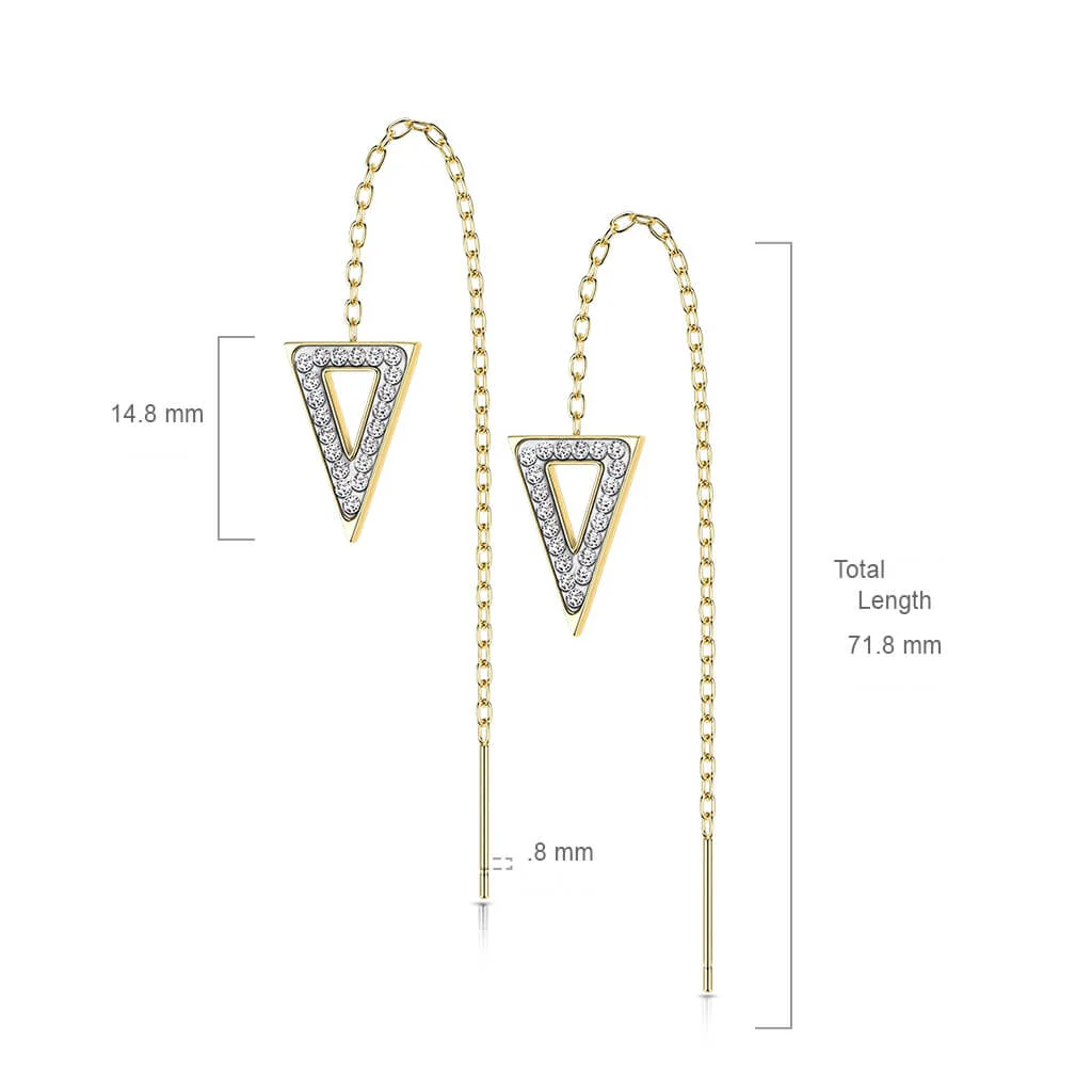 Ohrstecker Dreieck Kette beweglich Zirkonia - Image 2