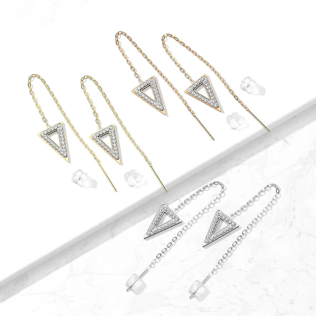 Ohrstecker Dreieck Kette beweglich Zirkonia - Image 5