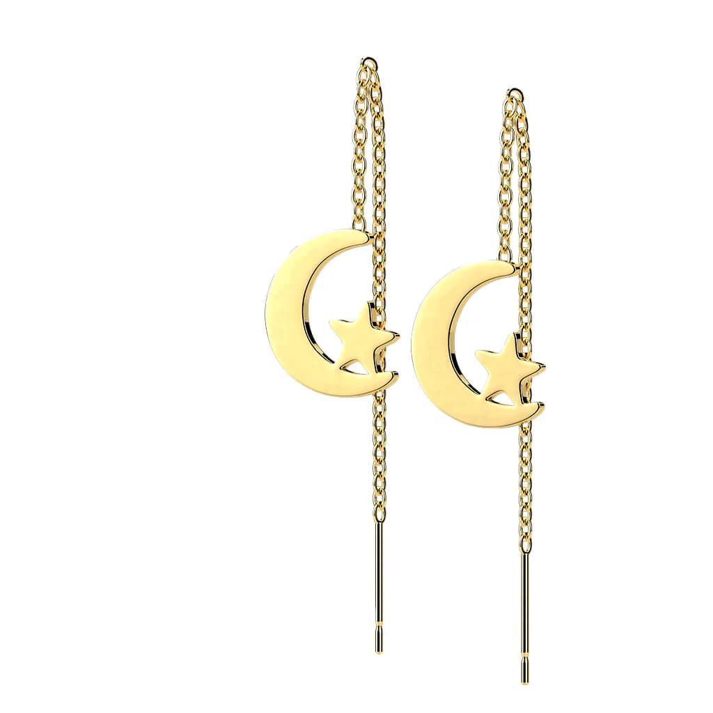 Ohrstecker Stern Mond Kette beweglich - Image 4
