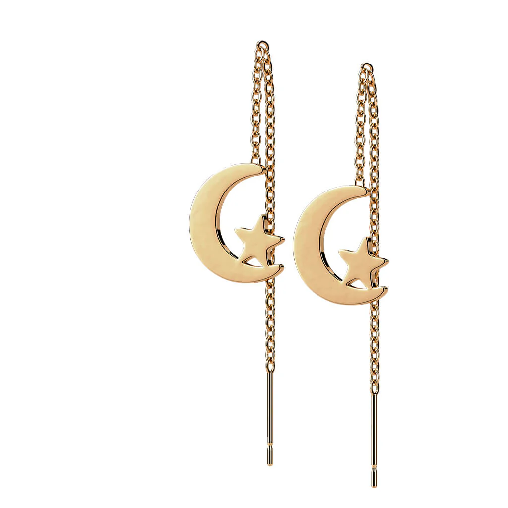 Ohrstecker Stern Mond Kette beweglich - Image 6