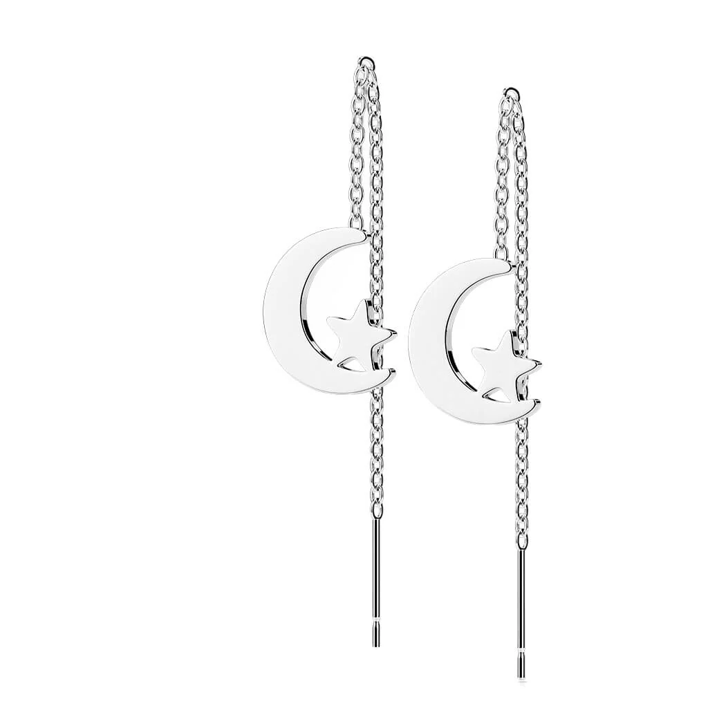 Ohrstecker Stern Mond Kette beweglich - Image 7