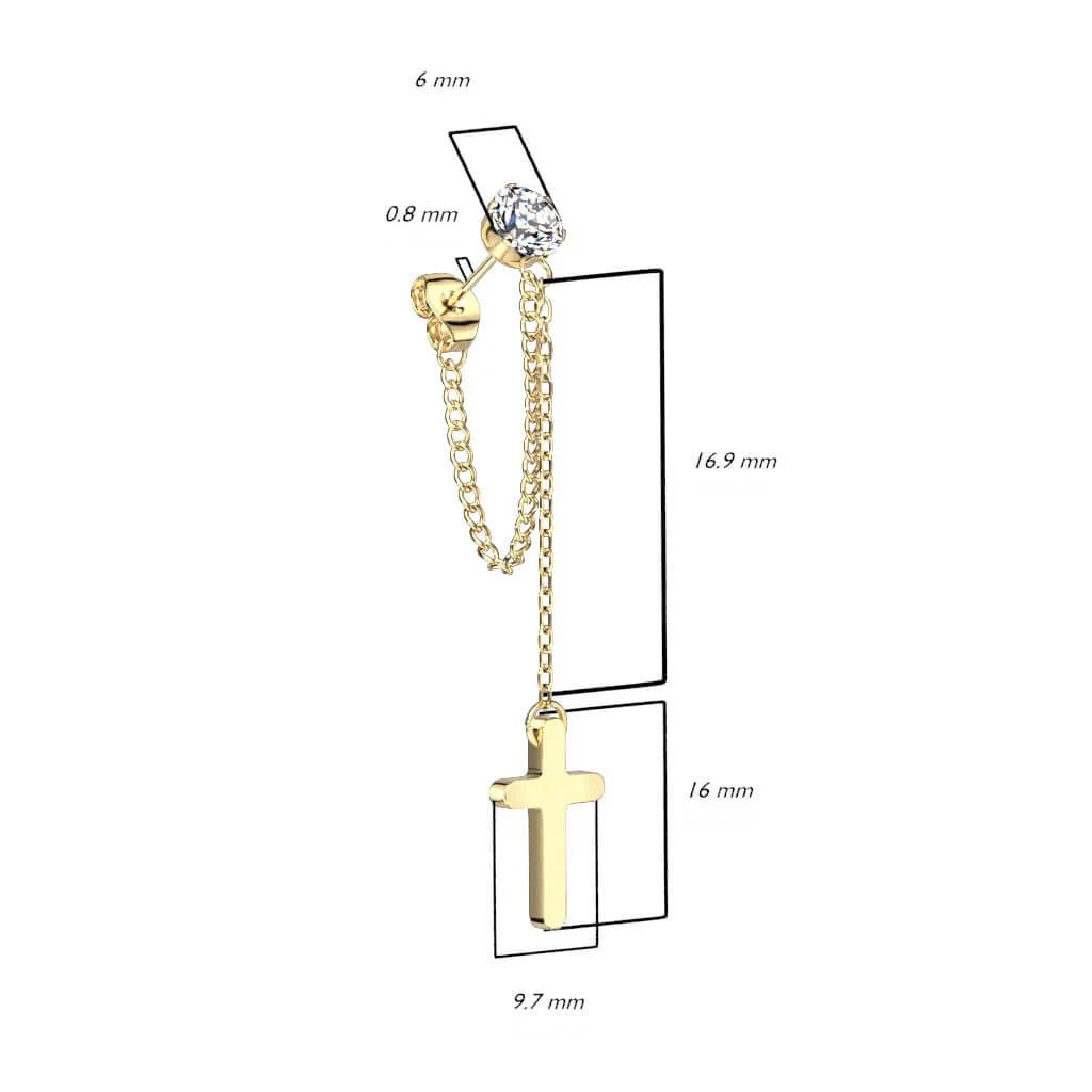 Ohrstecker Kreuz Kette beweglich - Image 2