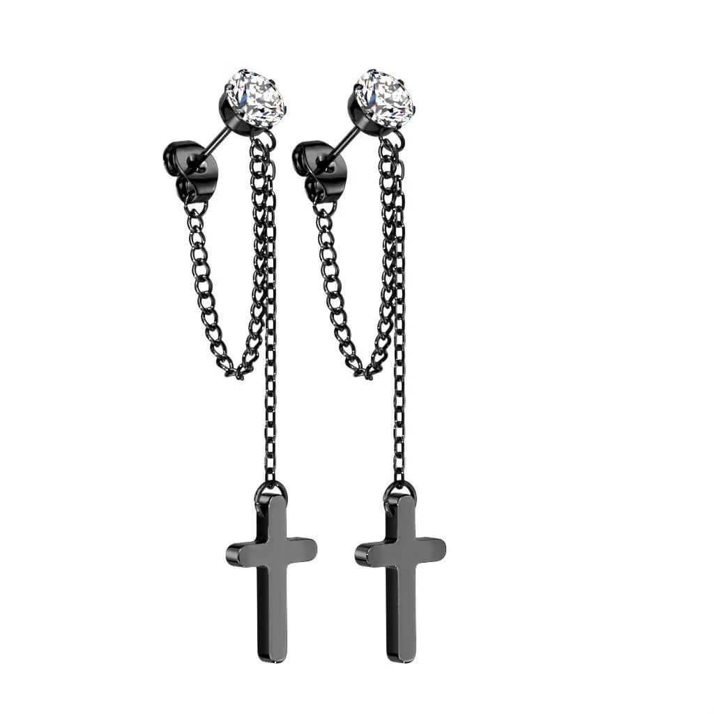Ohrstecker Kreuz Kette beweglich - Image 4