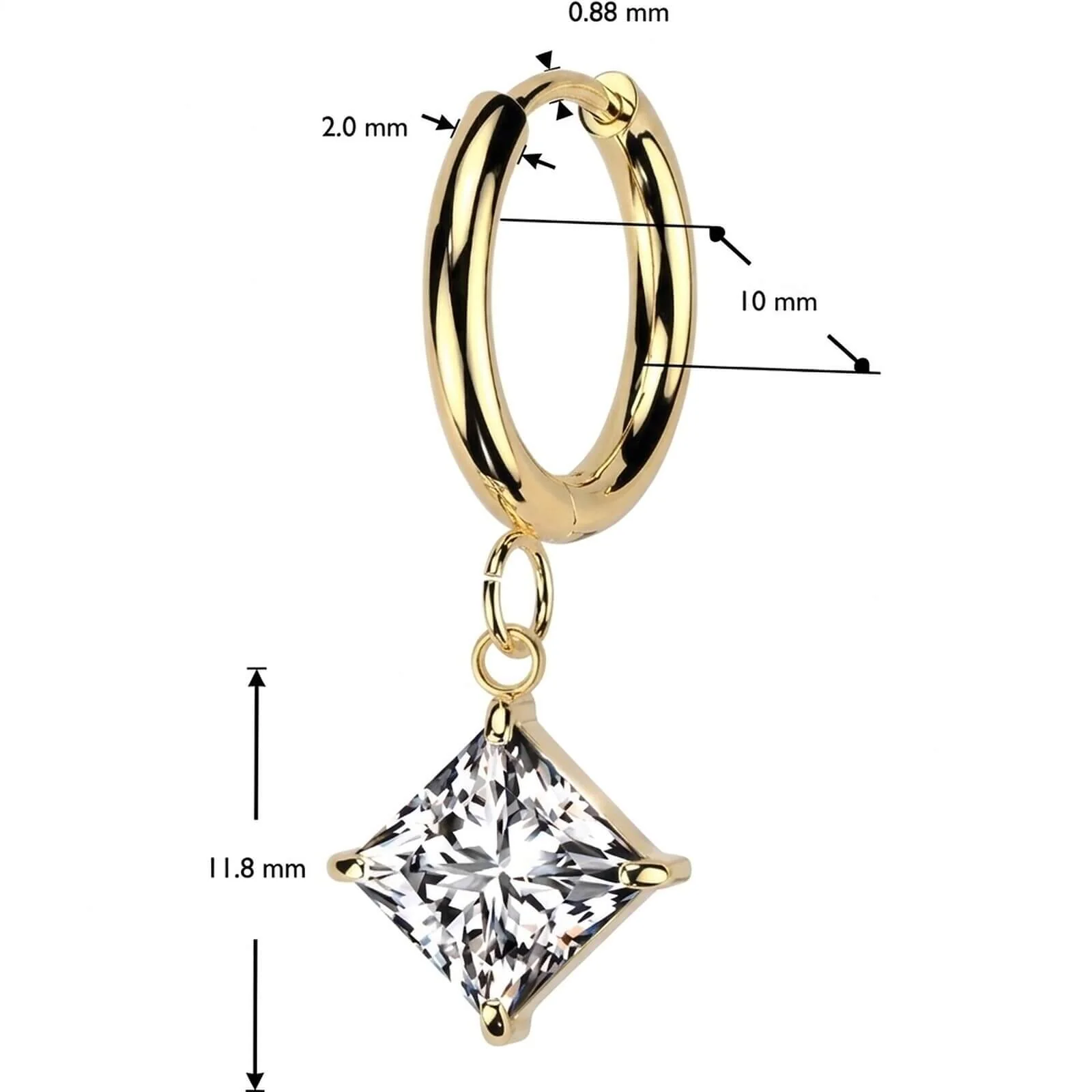 Ohrring Quadrat Zirkonia Anhänger - Image 5