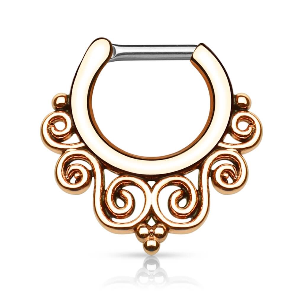 Septum Piercing Clicker Tribal PVD Clicker - Image 4