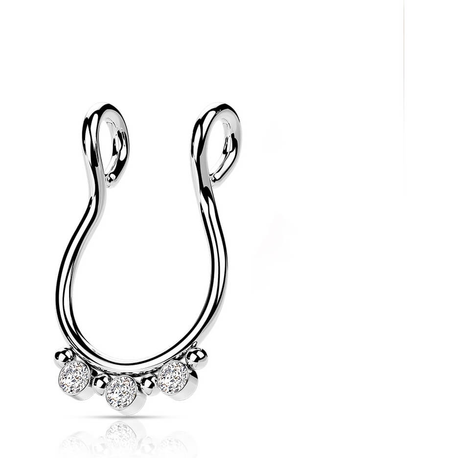 Fake Nasenpiercing 3 Zirkonia Flach Biegbar - Image 3