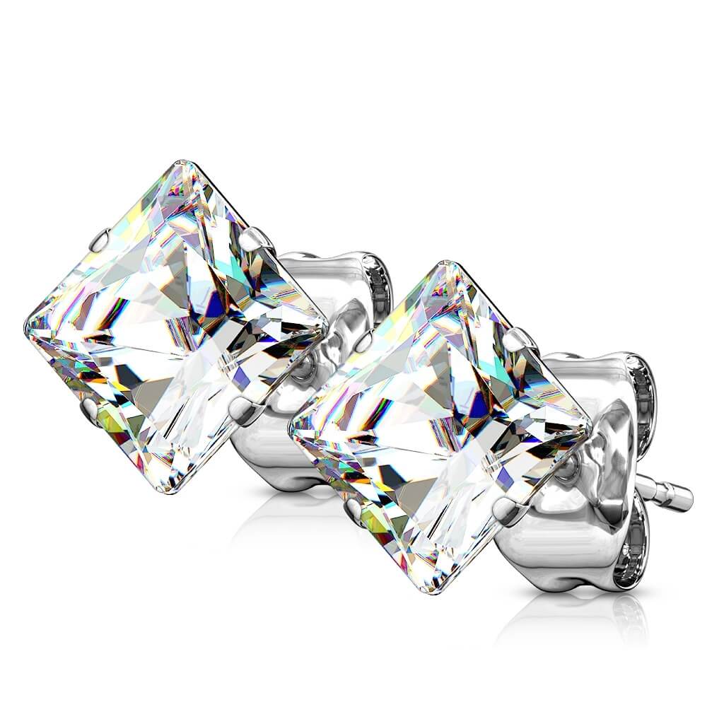 Ohrstecker Quadrat Zirkonia Silber - Image 3
