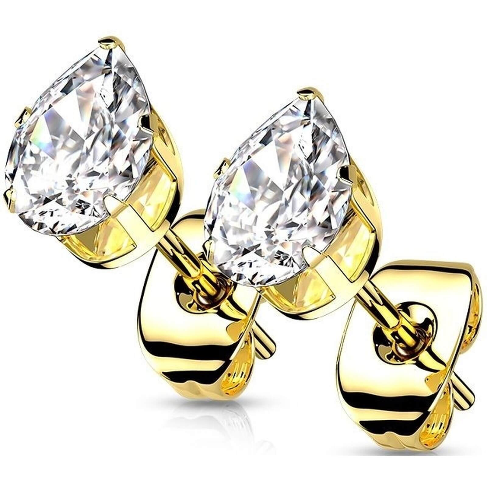Ohrstecker Trofen Zirkonia Gold