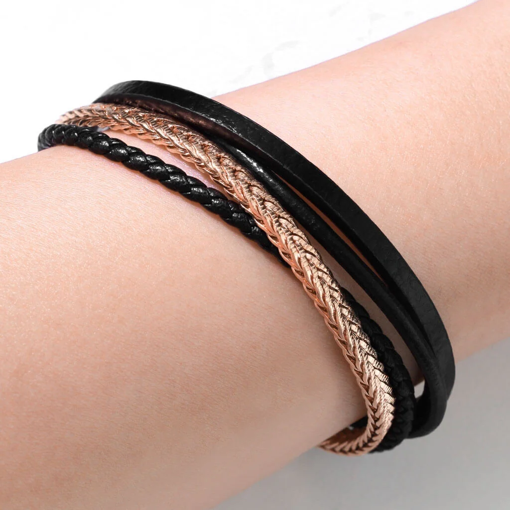 Armband Schwarz Gold Geflochten Magnet - Image 2