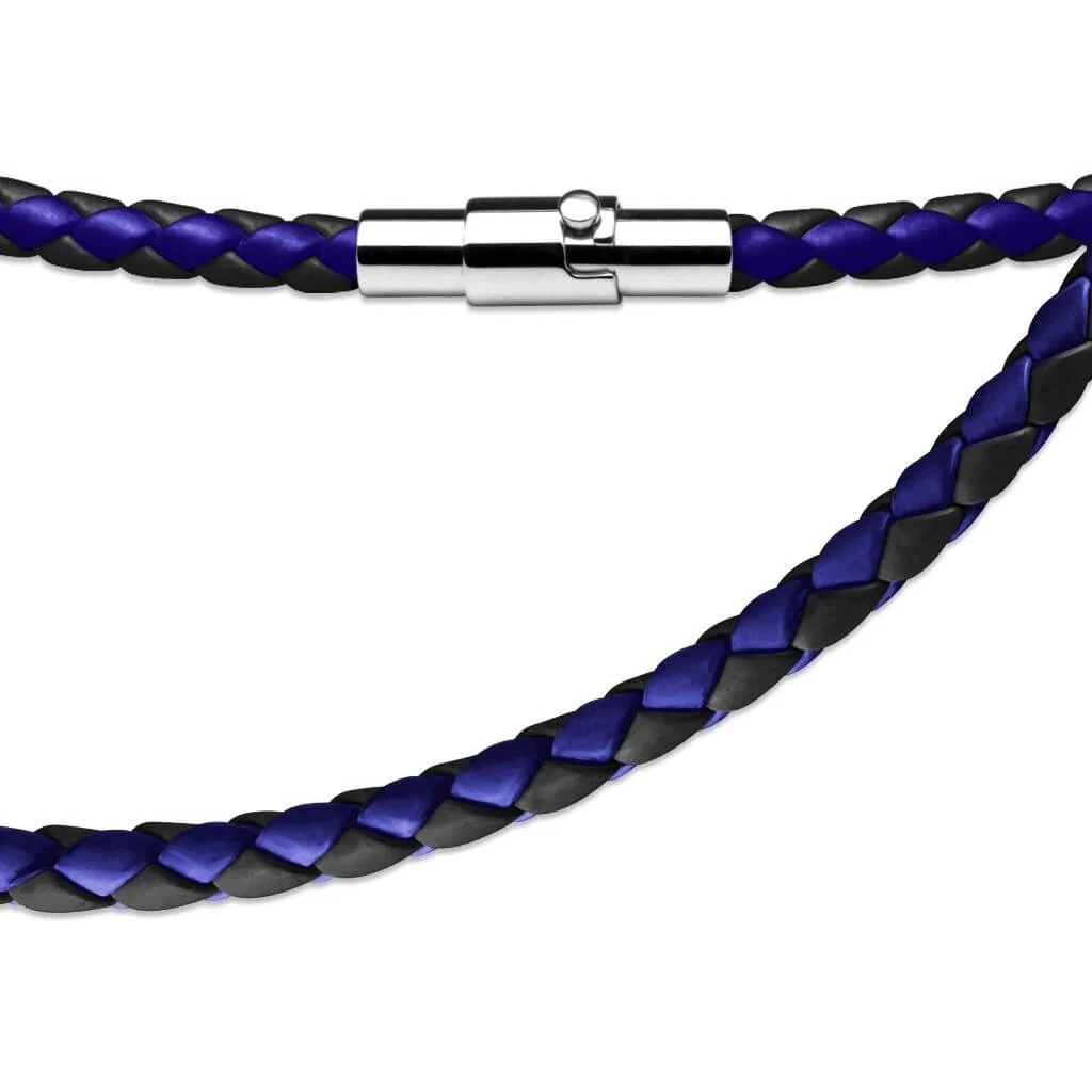 Halskette Schwarz Blau Geflochten Magnet