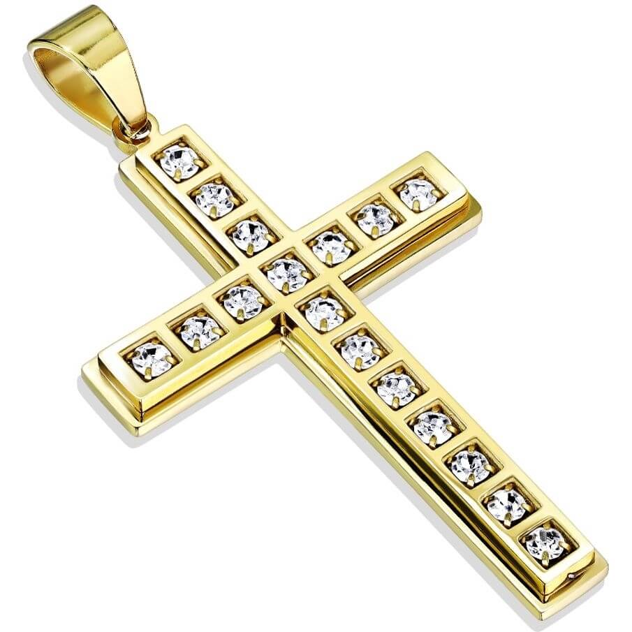 Anhänger Kreuz Zirkonia Gold