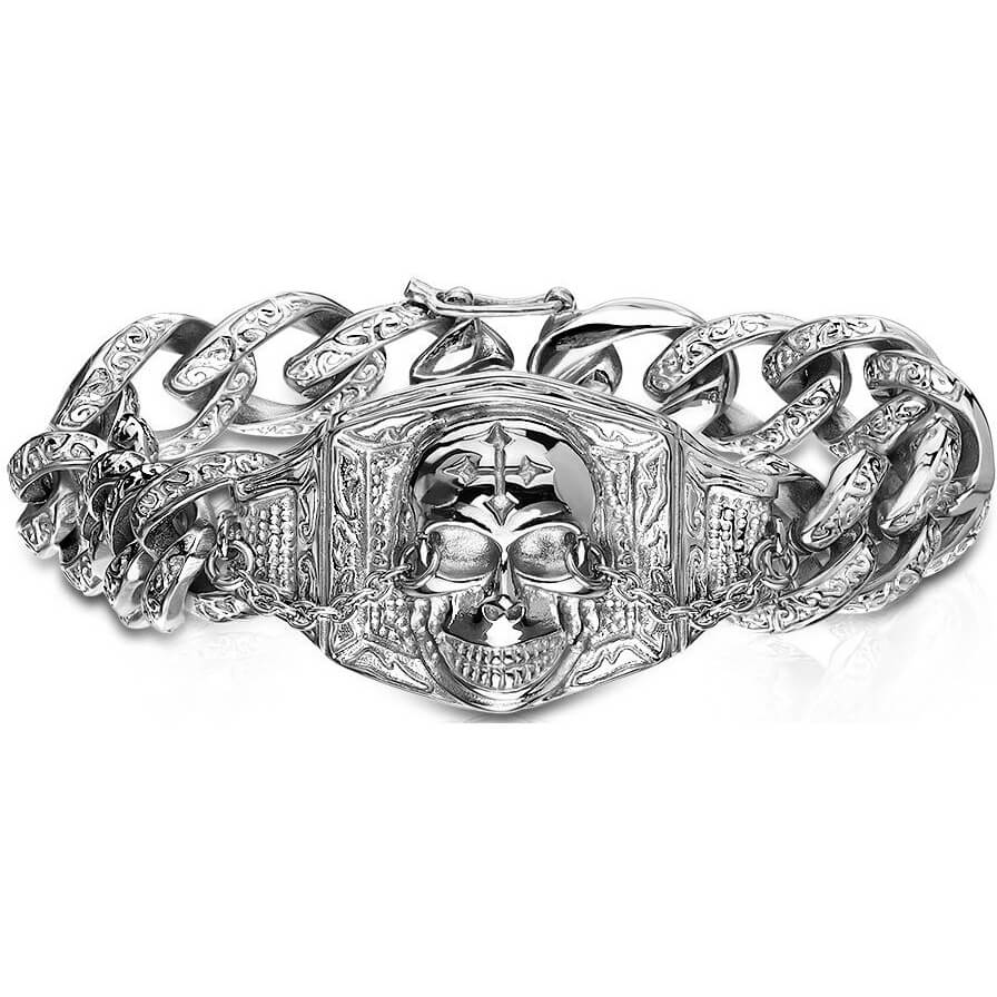 Armband Gothic Schädel Kette Silber