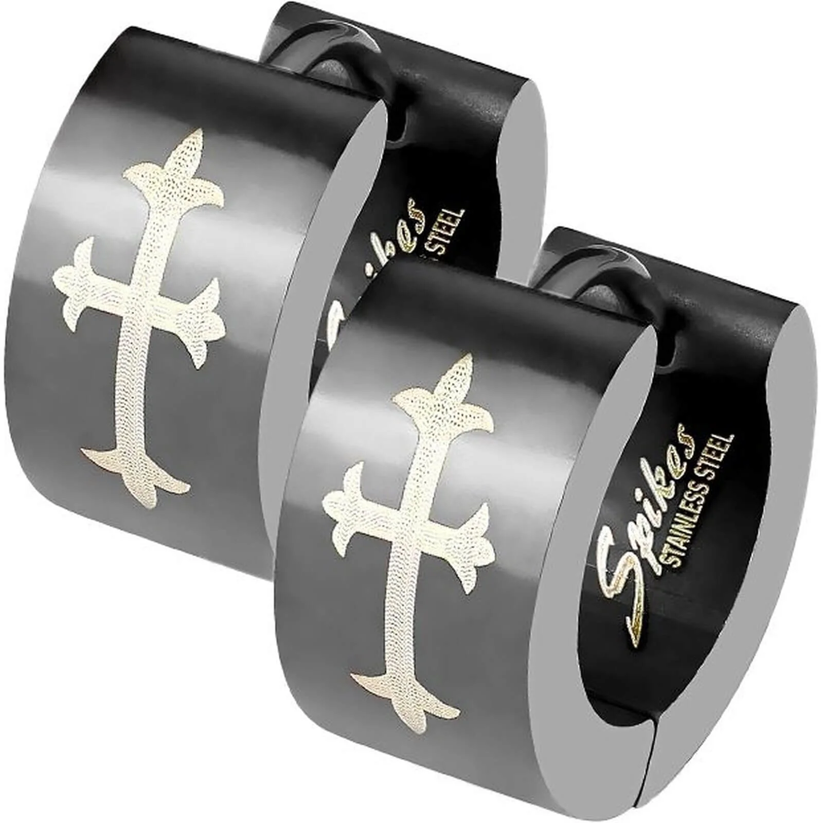 Ohrring Kreuz Gothic Schwarz Clicker