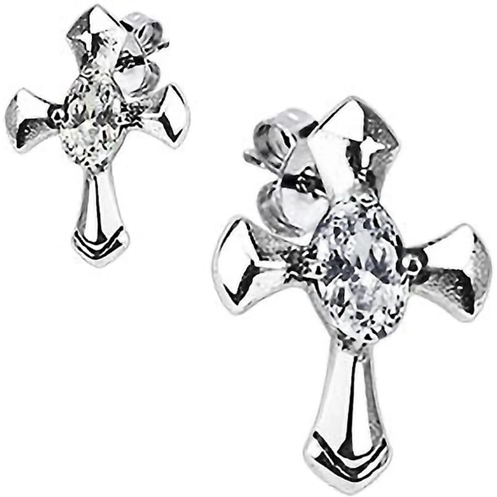 Ohrstecker Kreuz Zirkonia Silber