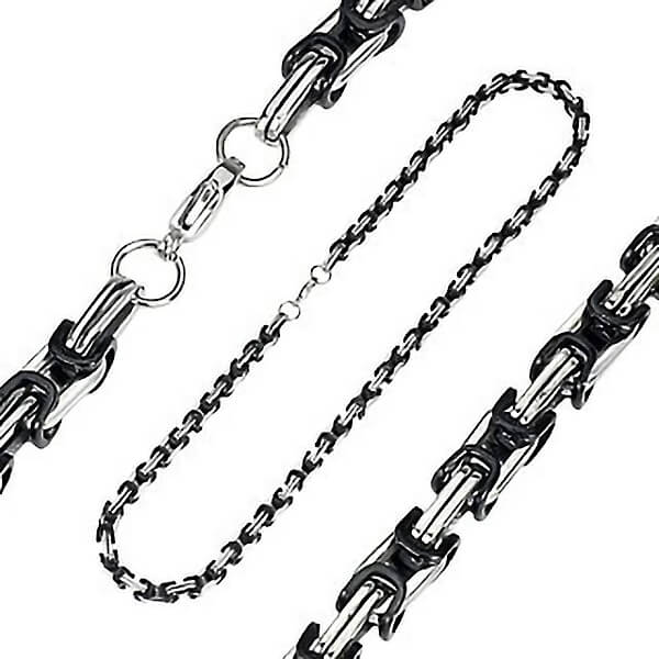 Halskette Kette Schwarz Silber
