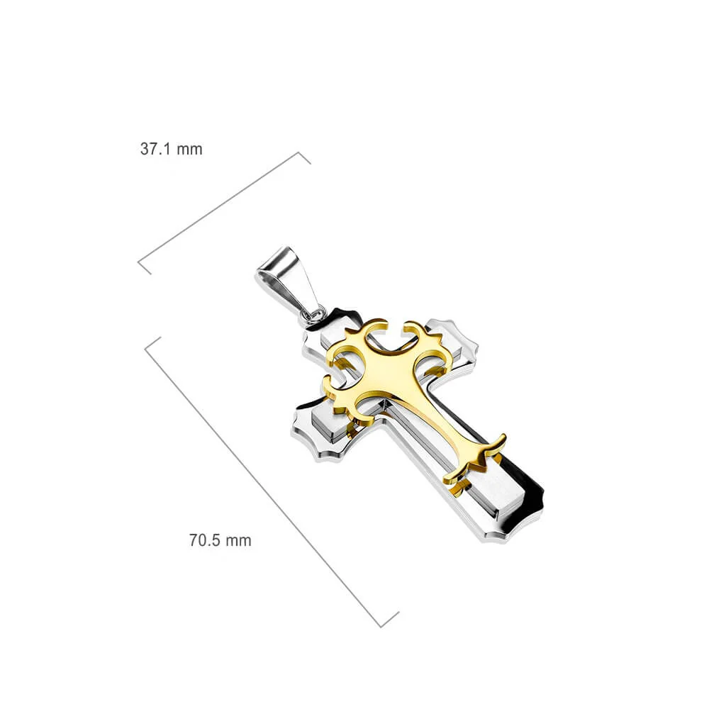 Anhänger Doppelkreuz Silber Gold - Image 2