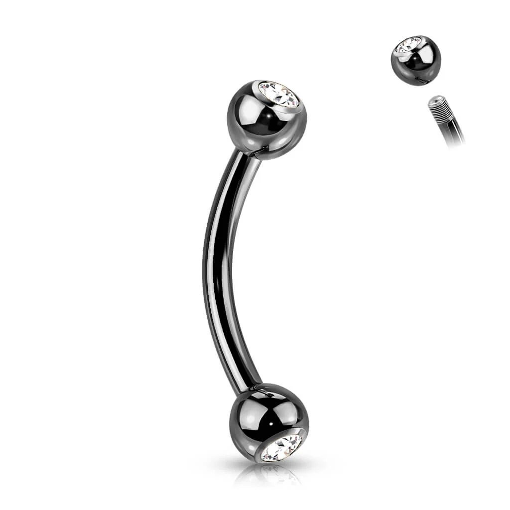 Titan Augenbrauenpiercing Kugel Zirkonia PVD - Image 4
