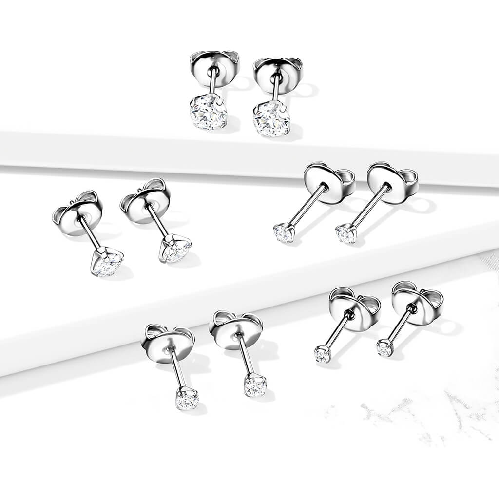 Titan Ohrstecker Zirkonia Rund - Image 3