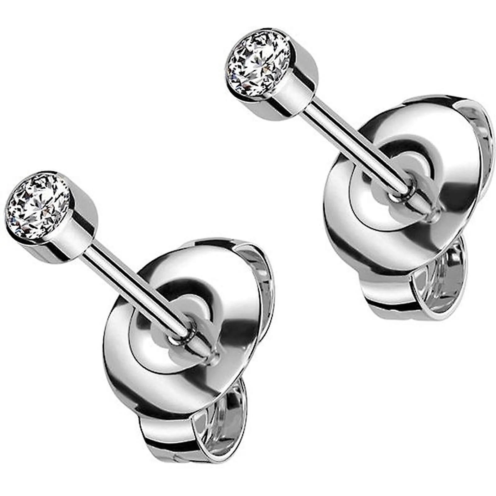 Titan Ohrstecker Zirkonia Rund