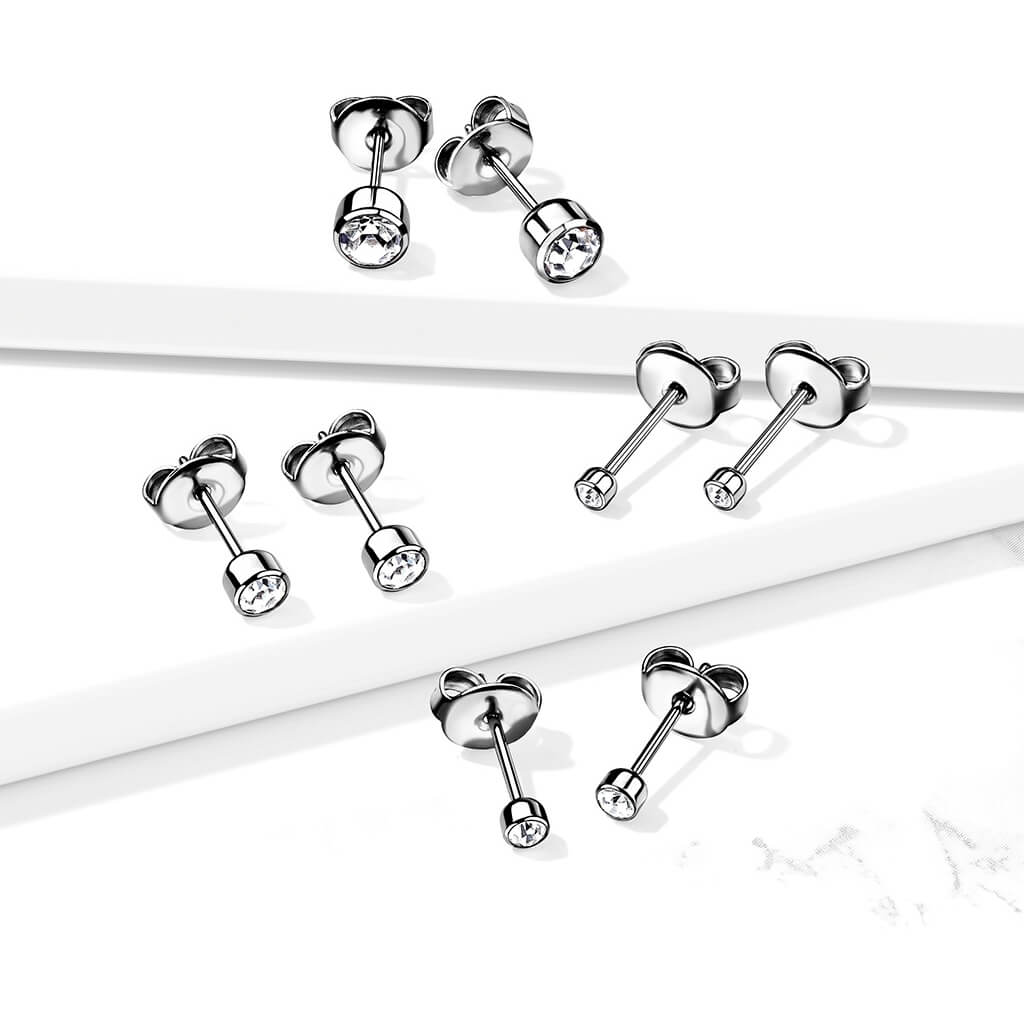 Titan Ohrstecker Zirkonia Rund - Image 3