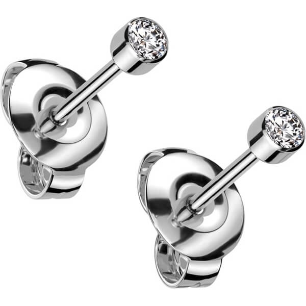Titan Ohrstecker Zirkonia Rund - Image 4