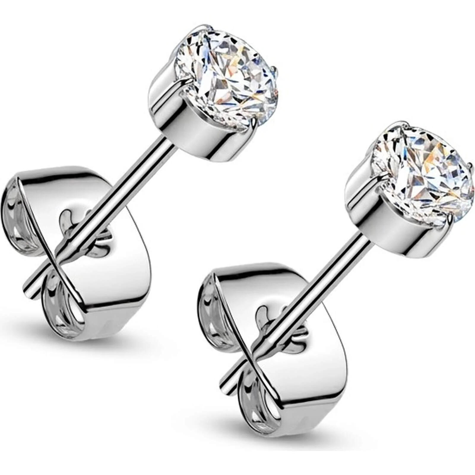 Titan Ohrstecker Zirkonia Rund