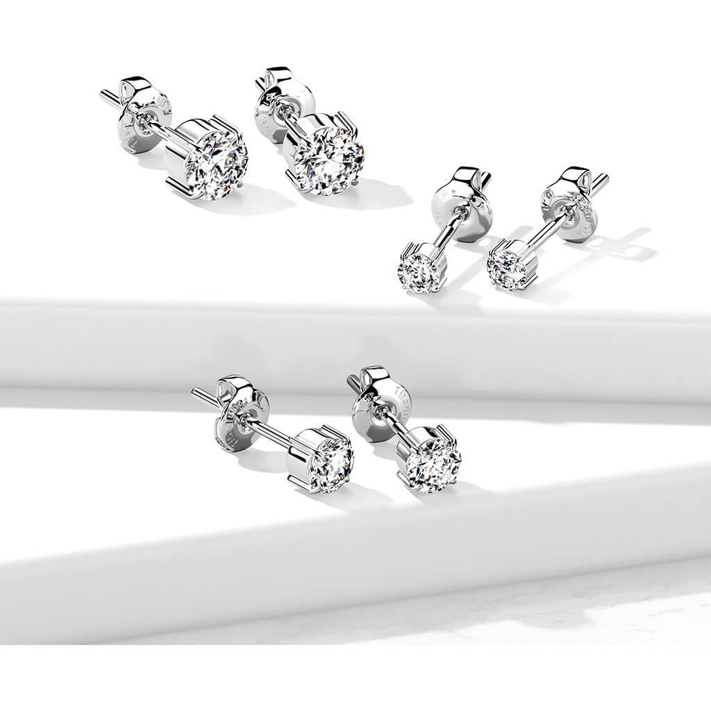 Titan Ohrstecker Zirkonia Rund - Image 2