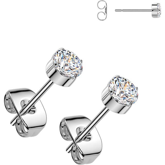 Titan Ohrstecker Zirkonia Rund - Image 3