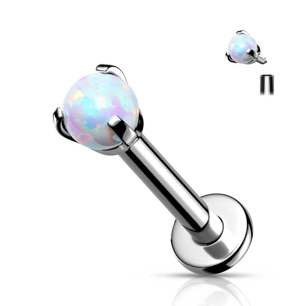 Titan Labret Kugel Opal Silber Innengewinde - Image 3