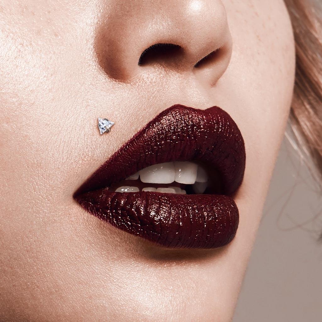 Titan Labret Dreieck Zirkonia Silber Innengewinde - Image 2