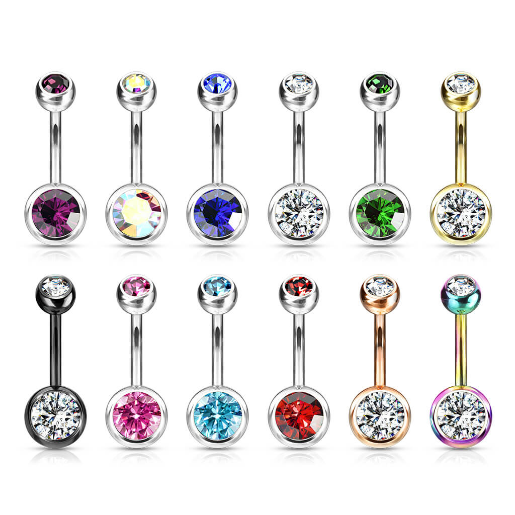 Titan Bauchnabelpiercing Zirkonia Rund - Image 4