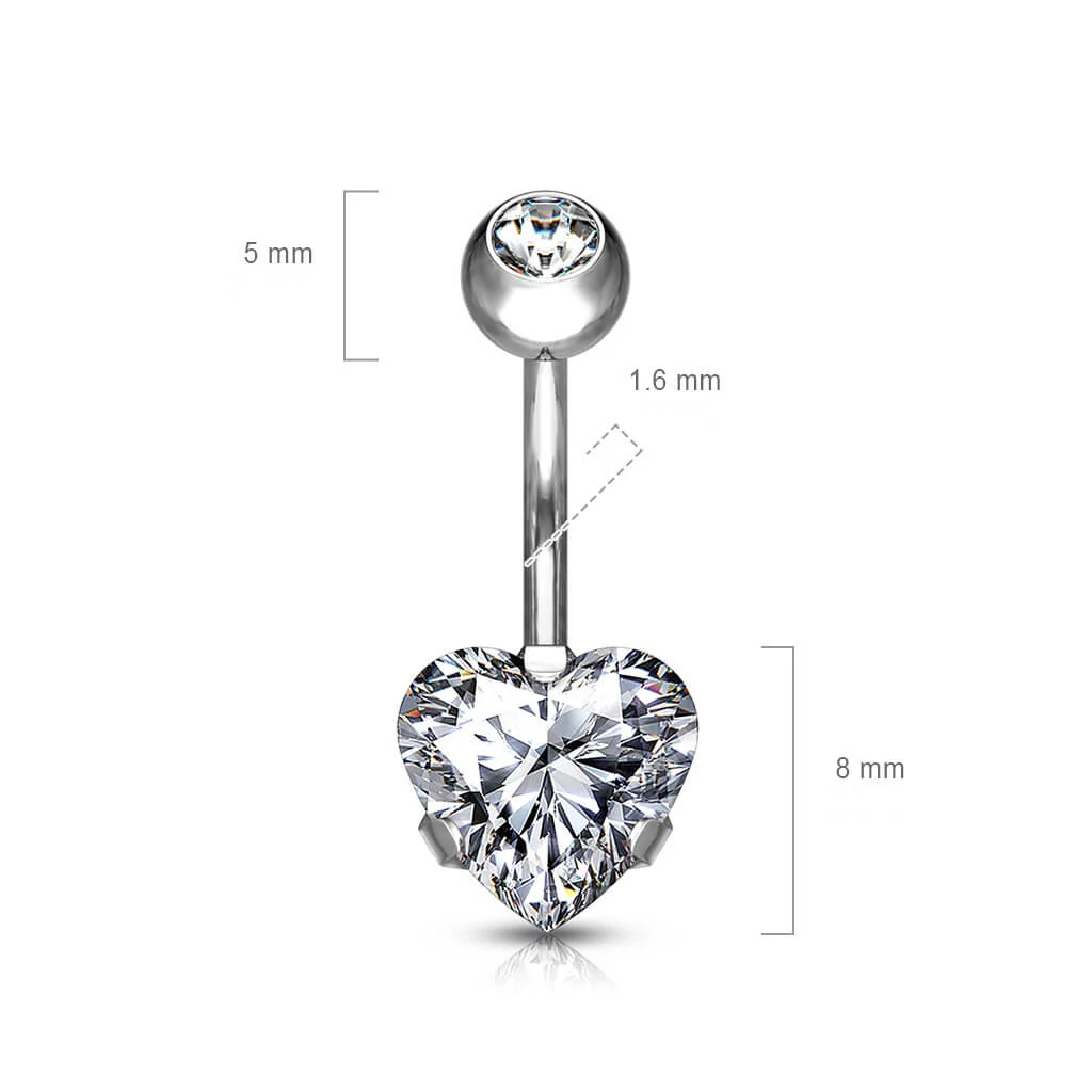 Titan Bauchnabelpiercing Herz Zirkonia - Image 3