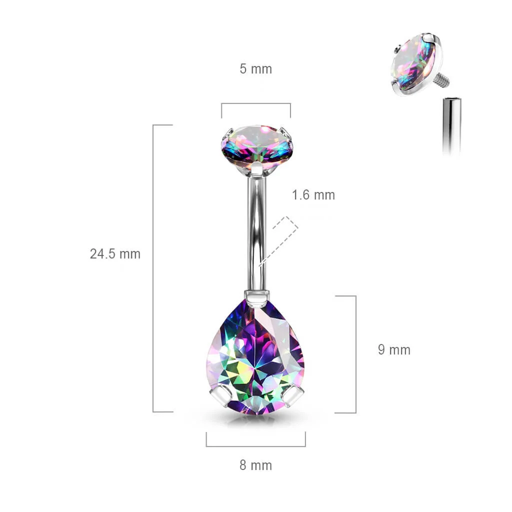 Titan Bauchnabelpiercing Tropfen Zirkonia Innengewinde - Image 2