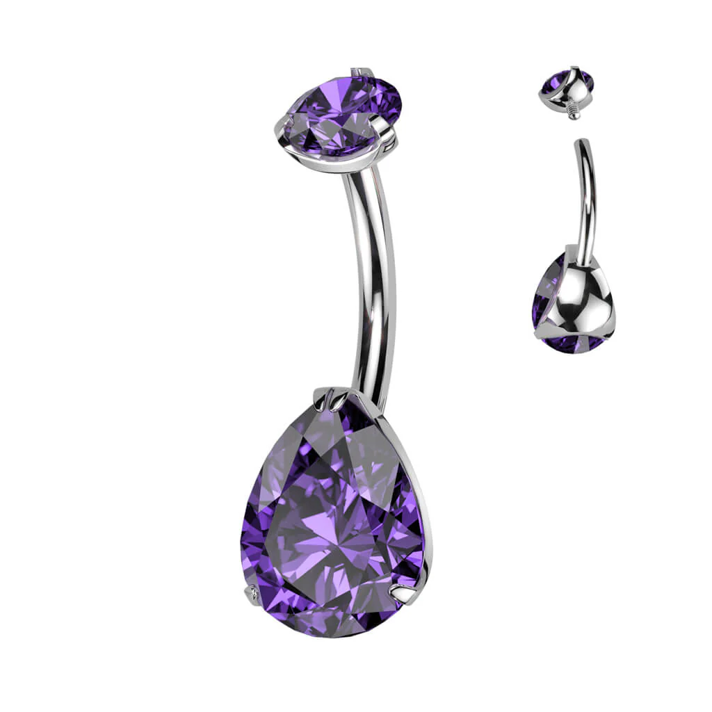Titan Bauchnabelpiercing Tropfen Zirkonia Innengewinde - Image 6