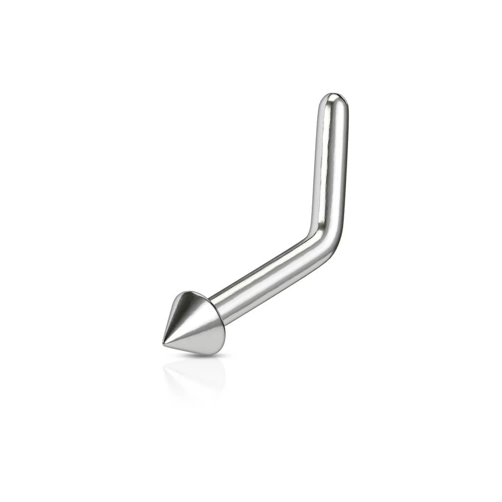 Titan Nasenstecker L-Form Stachel Kuppel Kugel Silber - Image 4