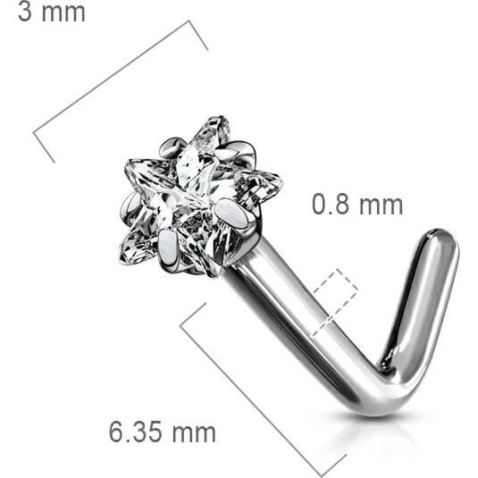 Titan Nasenstecker L-Form Stern Zirkonia Silber - Image 4