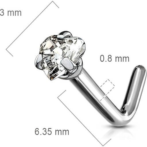 Titan Nasenstecker L-Form Herz Zirkonia Silber - Image 4